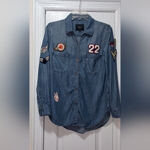 Rails Carter Patchwork Long Sleeve Button Down Top XS